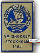 Значок Чемпионат Мира по хоккею  1954 (Швеция)